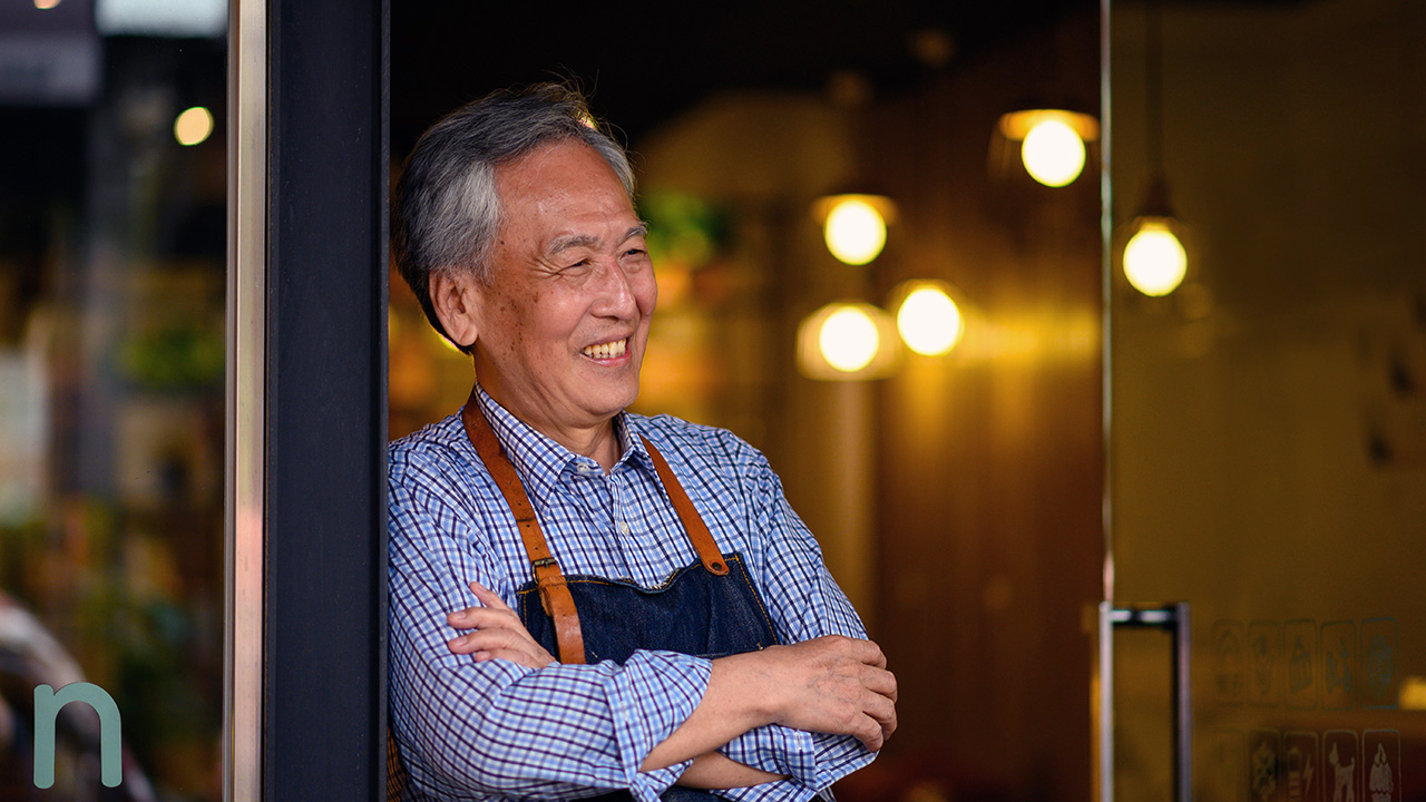 Old business man smiling
